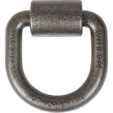 B46PKGD – BUYERS PROD D-Ring, 3/4 Inch Ring Diameter 9120 Pound Working Load Limit Silver Steel With Weld-On Bracket ...